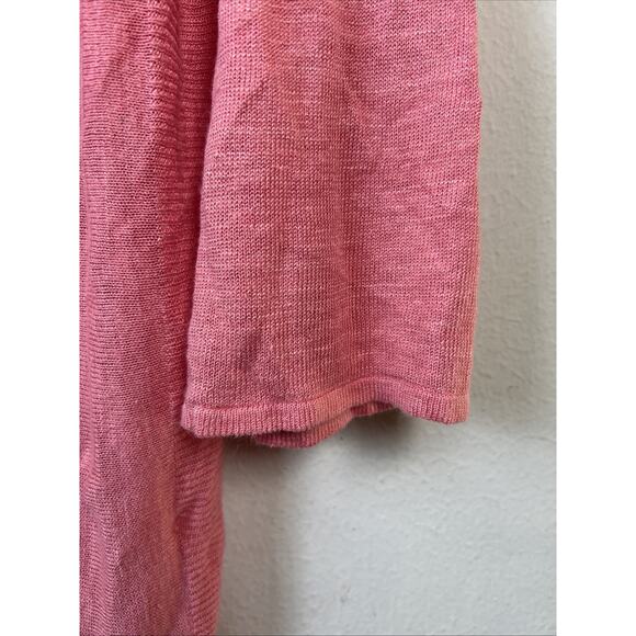 J Jill Womens medium Pink 3/4 Sleeve Linen Bld Airy Knit Lagenlook Boat neck - Picture 2 of 10